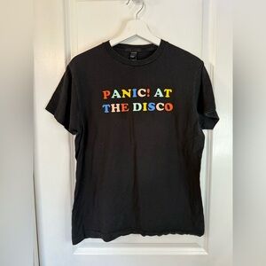 Panic! At The Disco Retro Font Black T-Shirt - Size Medium